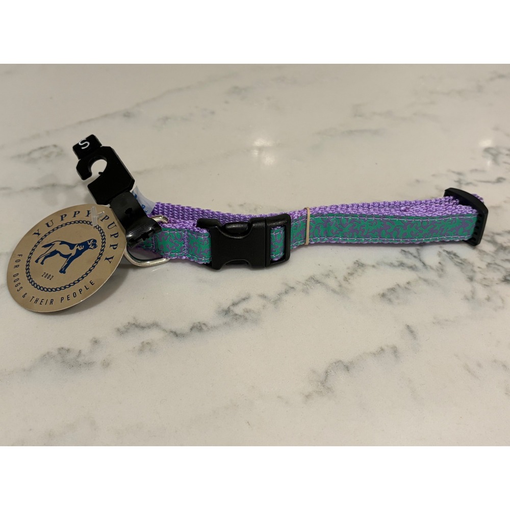 Yuppy Puppy Coral Dog Collar Small Lilac Green Adjustable Nylon Buckle NWT